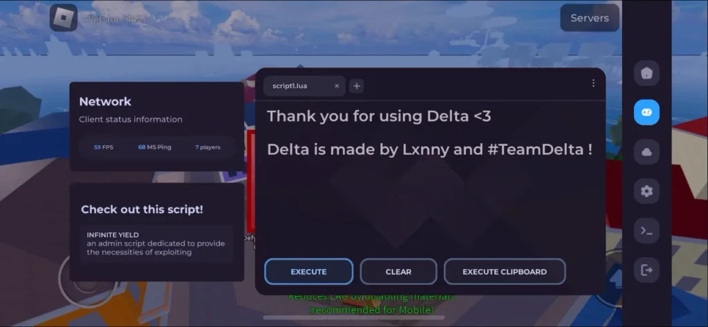 Delta LUA Executor для Roblox на телефон (андроид)