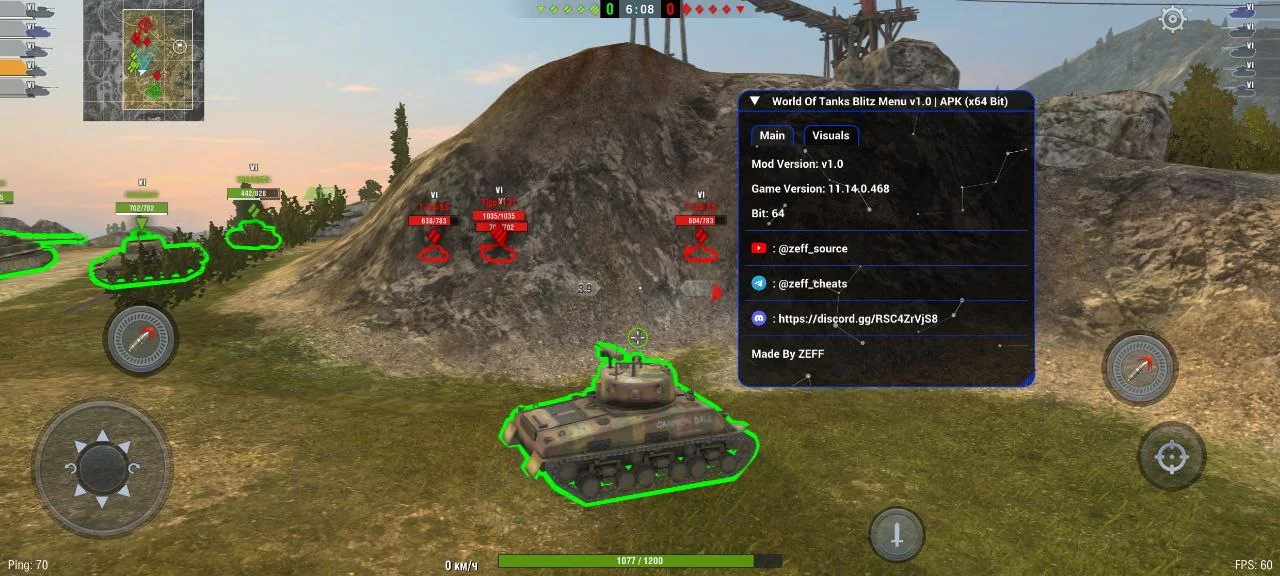 Чит на World of Tanks Blitz (WoT) на Андроид - Мод Меню