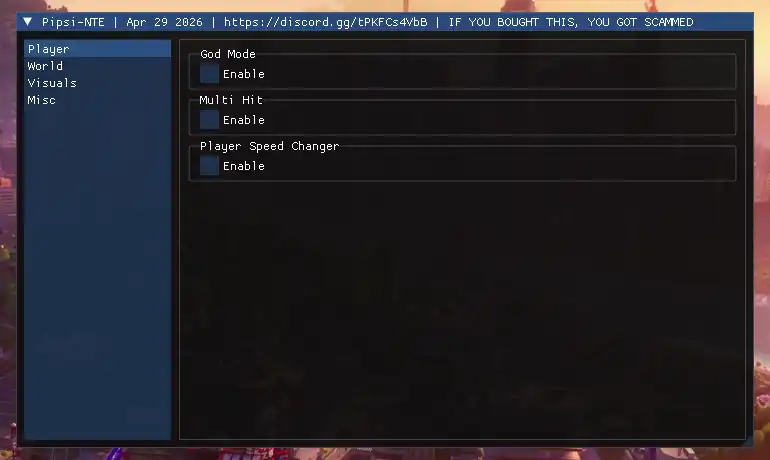 Чит на Neverness to Everness 1.1.1 — Pipsi [God Mode, Multi Hit]