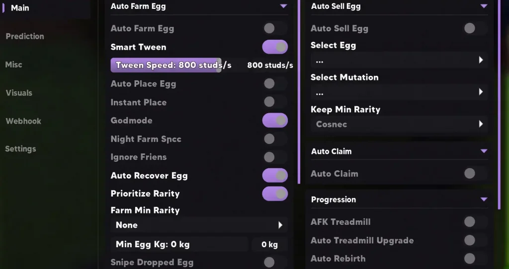 Меню чита на Steal an Egg с авто фармом